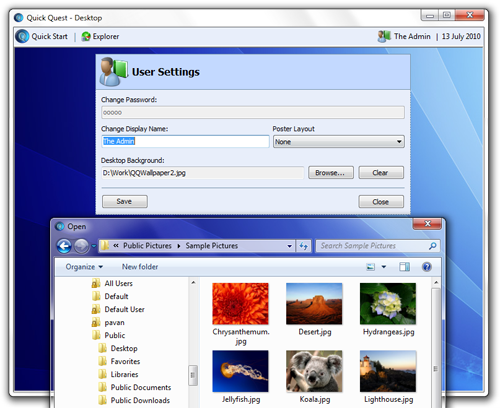 Change Quick Quest desktop wallpaper